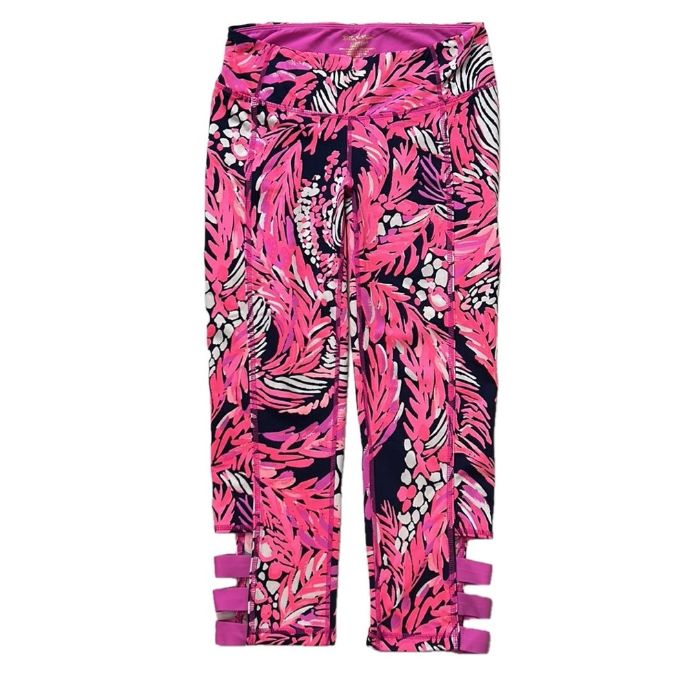 Lilly Pulitzer Luxletic Weekender Cropped Leggings Yoga Pants Jungle Pink Small